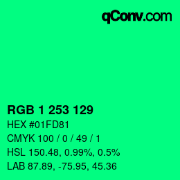 Color code: RGB 1 253 129 | qconv.com