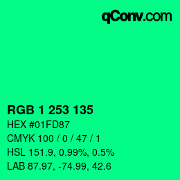 Color code: RGB 1 253 135 | qconv.com