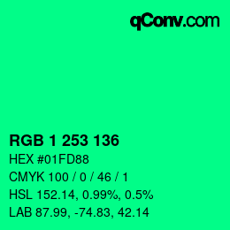 Color code: RGB 1 253 136 | qconv.com