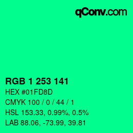カラーコード: RGB 1 253 141 | qconv.com