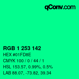 Color code: RGB 1 253 142 | qconv.com