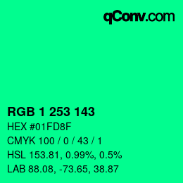 カラーコード: RGB 1 253 143 | qconv.com