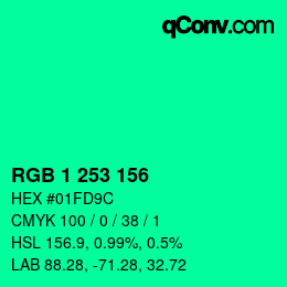 Color code: RGB 1 253 156 | qconv.com