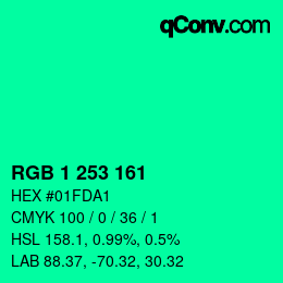 Color code: RGB 1 253 161 | qconv.com