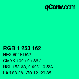 Código de color: RGB 1 253 162 | qconv.com