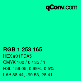 カラーコード: RGB 1 253 165 | qconv.com