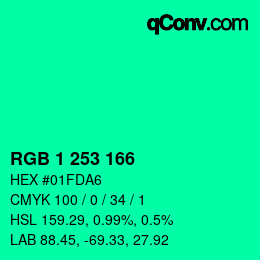Color code: RGB 1 253 166 | qconv.com