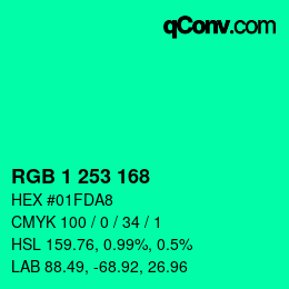 Color code: RGB 1 253 168 | qconv.com