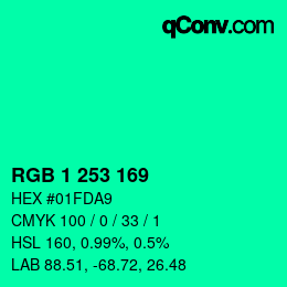 カラーコード: RGB 1 253 169 | qconv.com