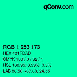 Color code: RGB 1 253 173 | qconv.com