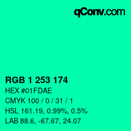 Color code: RGB 1 253 174 | qconv.com