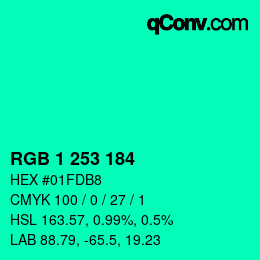 Color code: RGB 1 253 184 | qconv.com