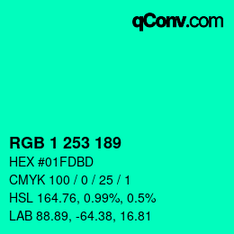 Color code: RGB 1 253 189 | qconv.com