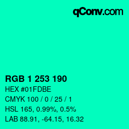 Color code: RGB 1 253 190 | qconv.com