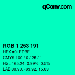Color code: RGB 1 253 191 | qconv.com