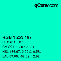 Color code: RGB 1 253 197 | qconv.com