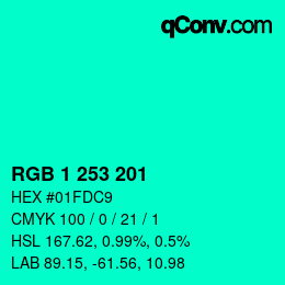Color code: RGB 1 253 201 | qconv.com