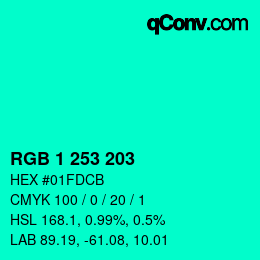 Color code: RGB 1 253 203 | qconv.com