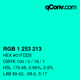 カラーコード: RGB 1 253 213 | qconv.com