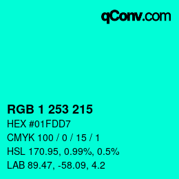 カラーコード: RGB 1 253 215 | qconv.com