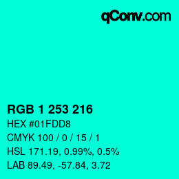 Color code: RGB 1 253 216 | qconv.com