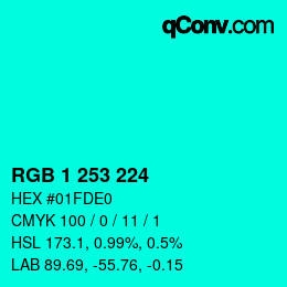 カラーコード: RGB 1 253 224 | qconv.com