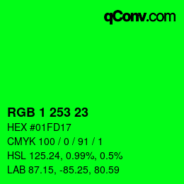 Color code: RGB 1 253 23 | qconv.com
