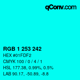カラーコード: RGB 1 253 242 | qconv.com