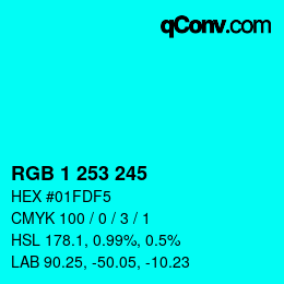 カラーコード: RGB 1 253 245 | qconv.com