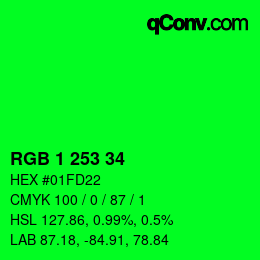 Color code: RGB 1 253 34 | qconv.com