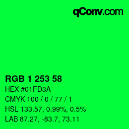 Color code: RGB 1 253 58 | qconv.com