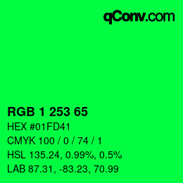 Color code: RGB 1 253 65 | qconv.com