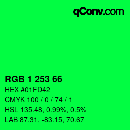 Color code: RGB 1 253 66 | qconv.com