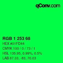 Color code: RGB 1 253 68 | qconv.com