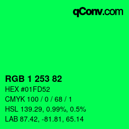 Color code: RGB 1 253 82 | qconv.com