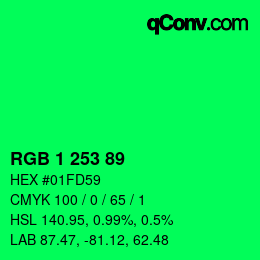 Color code: RGB 1 253 89 | qconv.com