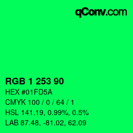 Color code: RGB 1 253 90 | qconv.com