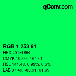Color code: RGB 1 253 91 | qconv.com