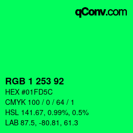 Color code: RGB 1 253 92 | qconv.com