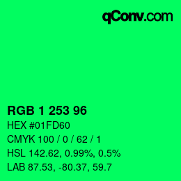 Color code: RGB 1 253 96 | qconv.com