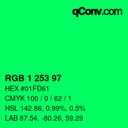Color code: RGB 1 253 97 | qconv.com