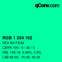 颜色代码: RGB 1 254 162 | qconv.com