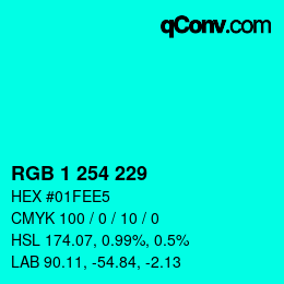 颜色代码: RGB 1 254 229 | qconv.com