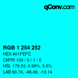 カラーコード: RGB 1 254 252 | qconv.com