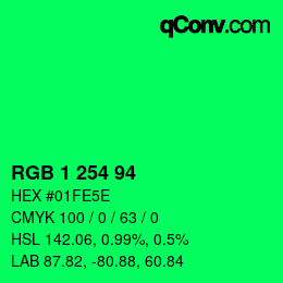 颜色代码: RGB 1 254 94 | qconv.com