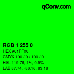 Color code: RGBA 1 255 0 1 | qconv.com