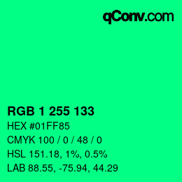 颜色代码: RGB 1 255 133 | qconv.com