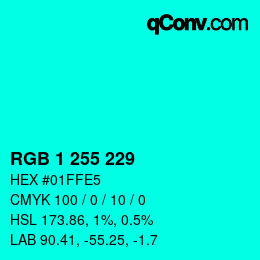 颜色代码: RGB 1 255 229 | qconv.com