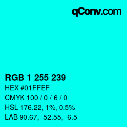 Color code: RGB 1 255 239 | qconv.com