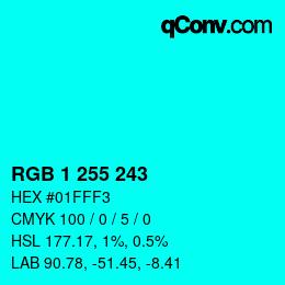 Color code: RGB 1 255 243 | qconv.com